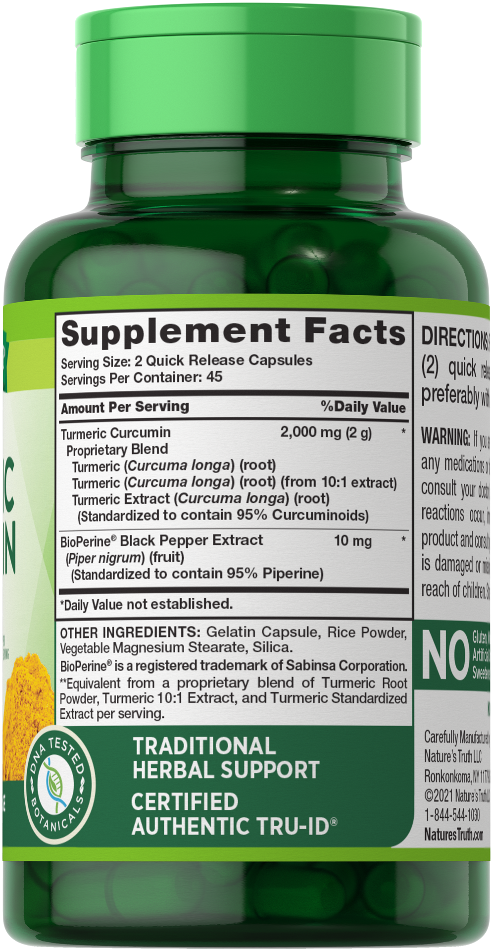 slide 4 of 4, Nature's Truth Standardized Turmeric Curcumin Complex 2,000 mg**, 90 ct