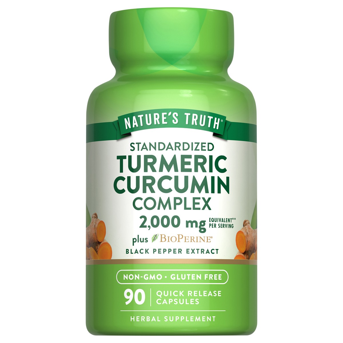 slide 1 of 4, Nature's Truth Standardized Turmeric Curcumin Complex 2,000 mg**, 90 ct