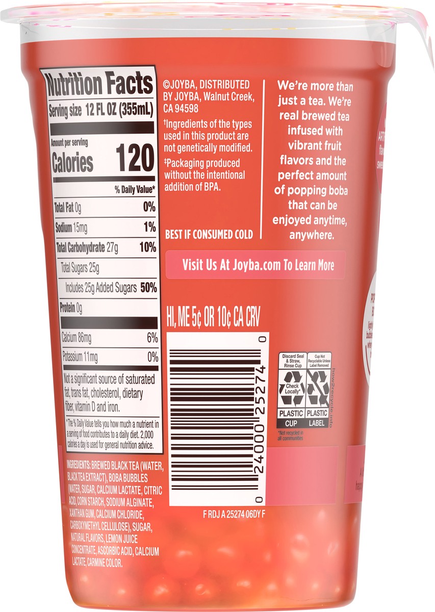 slide 2 of 7, JOYBA Raspberry Dragonfruit Flavored Black Bubble Tea, 12 fl oz Cup, 1 ct