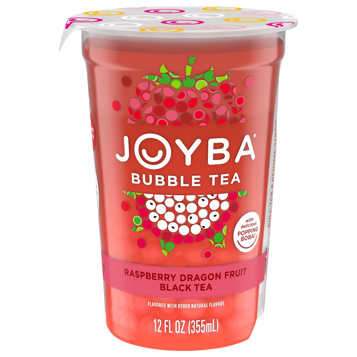 slide 1 of 7, JOYBA Raspberry Dragonfruit Flavored Black Bubble Tea, 12 fl oz Cup, 1 ct