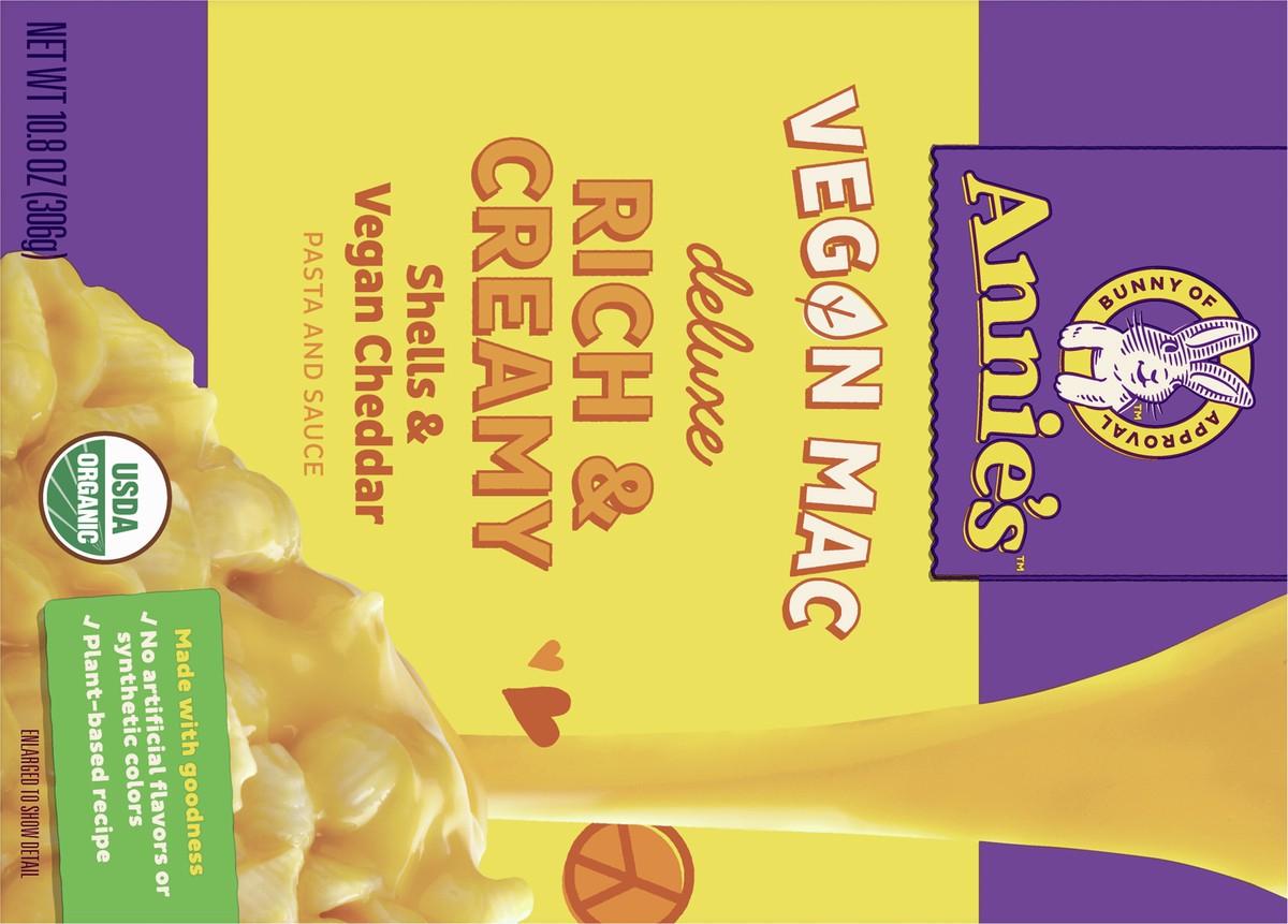 slide 10 of 13, Annie's Deluxe Vegan Mac and Cheddar Shells, Vegan Macaroni and Cheese, 10.8 oz, 10.8 oz