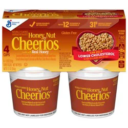 Big G Cereal Honey Nut Cheerios Gluten Free Cereal, 4PK CUP 7.2OZ