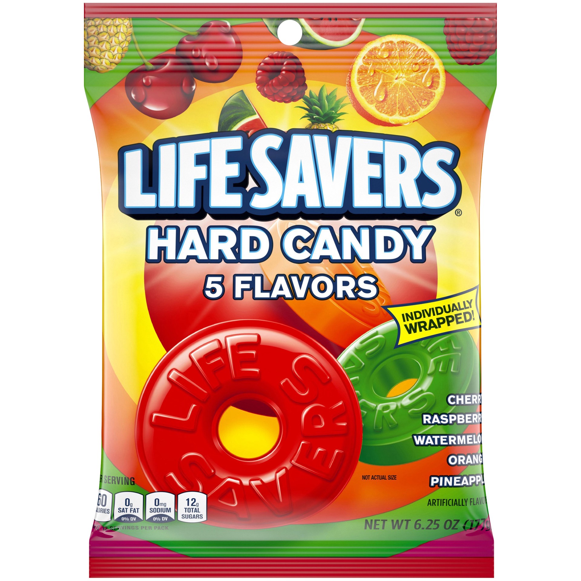 slide 1 of 5, LIFE SAVERS 5 Flavors Hard Candy Individually Wrapped, 6.25 oz Bag, 6.25 oz