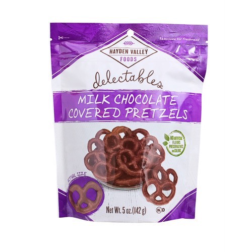 slide 1 of 1, Hayden Valley Foods Delectables® milk chocolate covered pretzels, 5 oz