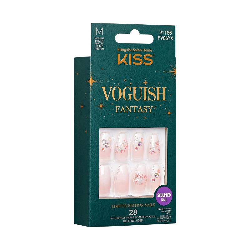 slide 8 of 8, KISS Voguish Fantasy Holiday Press-On Nails, White, Medium Length, Almond Shaped, 31 Ct., 1 ct