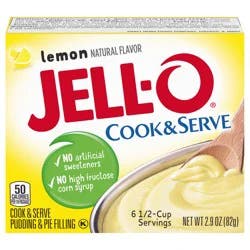 Jell-O Cook & Serve Lemon Naturally Flavored Pudding & Pie Filling Mix, 2.9 oz Box