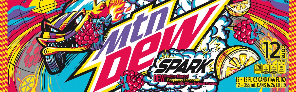 slide 1 of 6, Mountain Dew Soda, Spark, 12 Cans, 12 ct; 12 oz