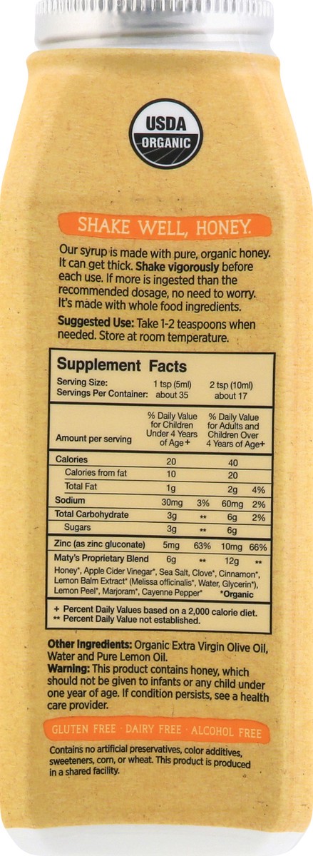 slide 5 of 9, Maty's Organic Cough Syrup 6 FO, 6 fl oz