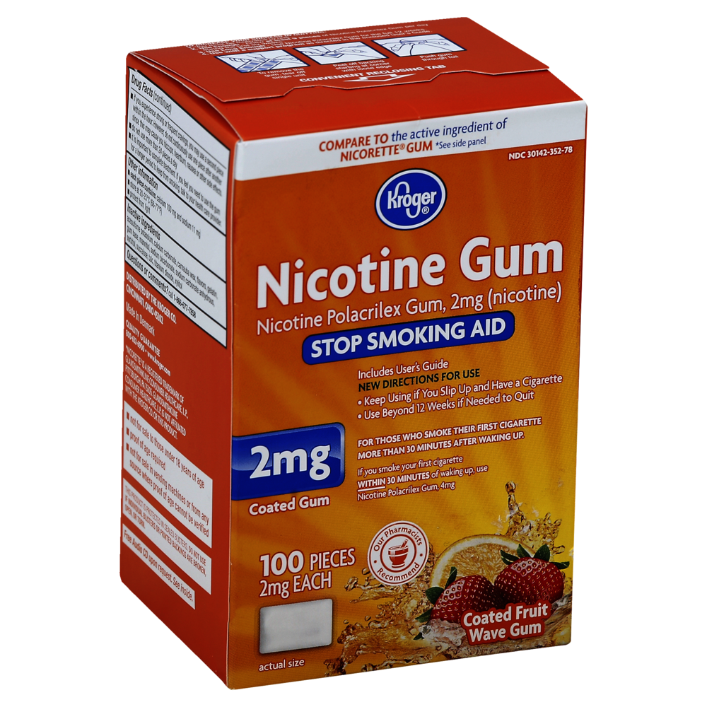 slide 1 of 1, Kroger Coated Fruit Wave Nicotine Gum 2 Mg, 100 ct