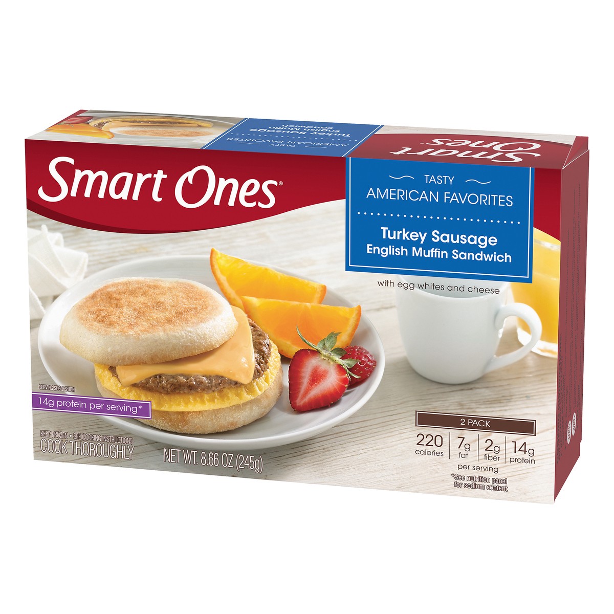 slide 10 of 10, Smart Ones Turkey Sausage English Muffin Sandwich with Egg Whites & Cheese Frozen Meal, 2 ct Box, 2 ct