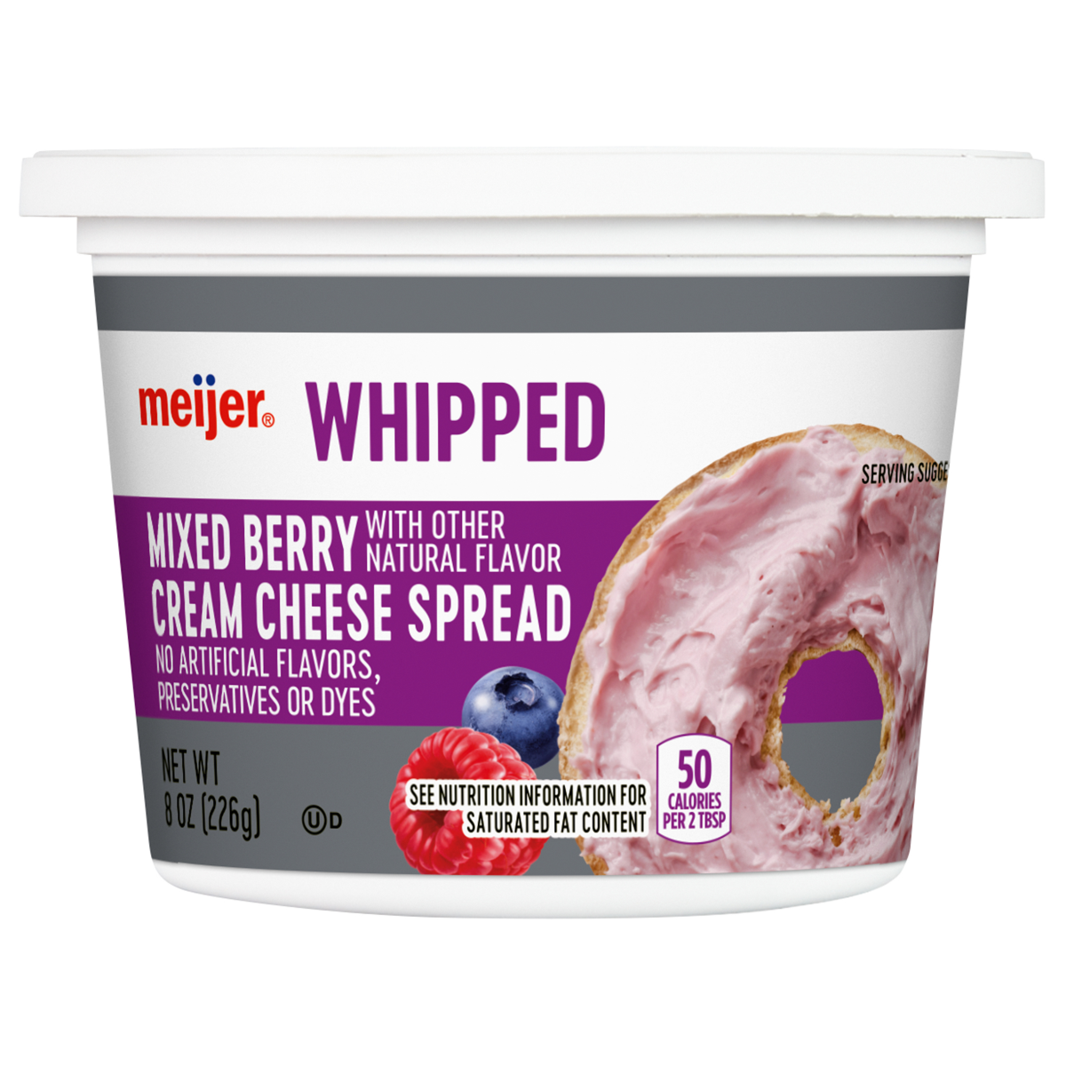 slide 1 of 17, Meijer Whipped Mixed Berry Cream Cheese Spread, 8 oz