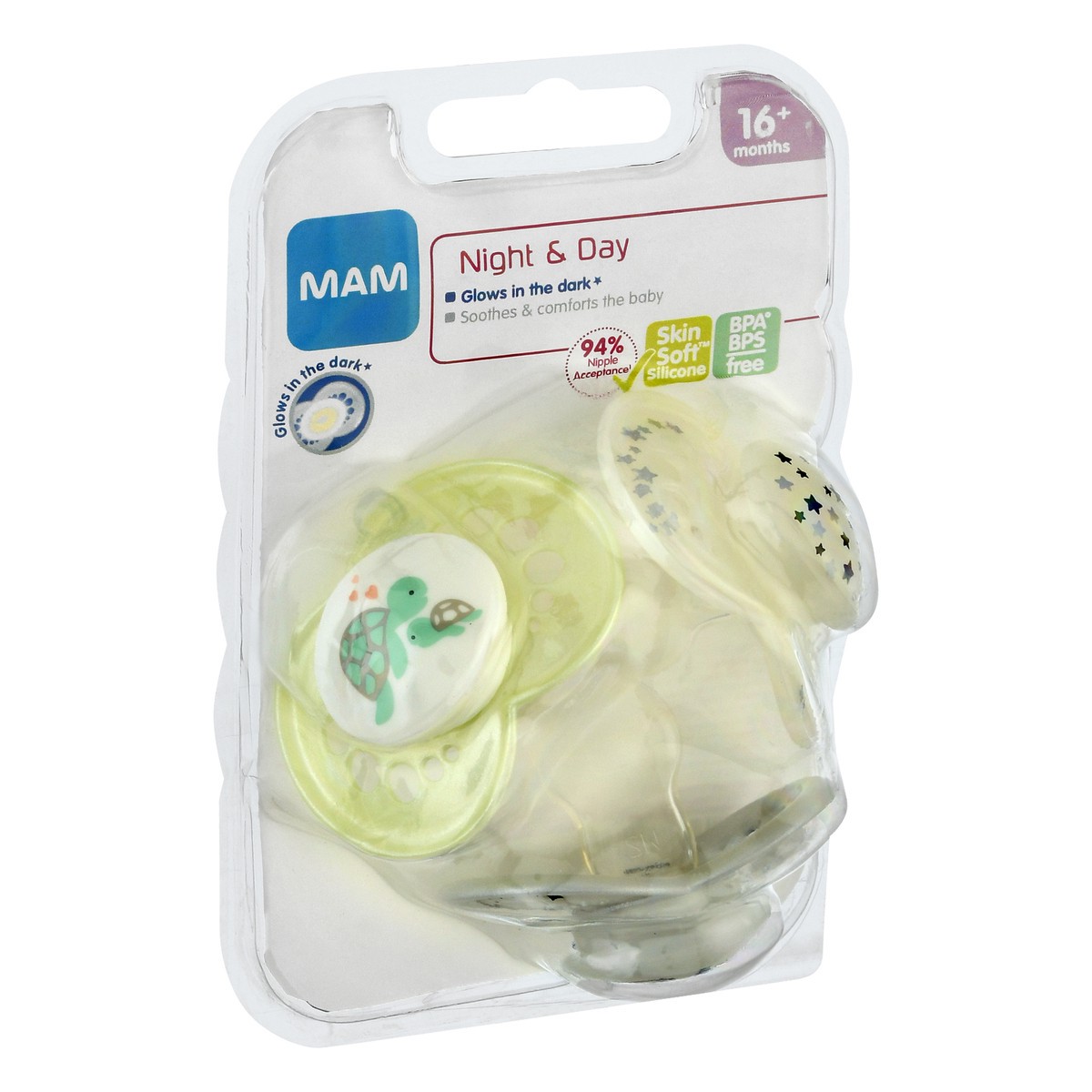 slide 8 of 9, MAM 16+ Months Night & Day Pacifiers 3 ea, 3 ct