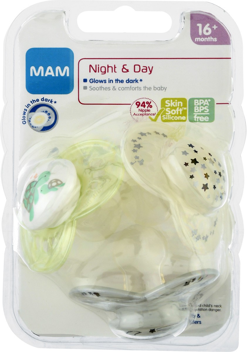 slide 4 of 9, MAM 16+ Months Night & Day Pacifiers 3 ea, 3 ct