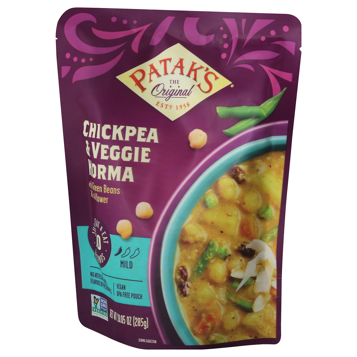 slide 11 of 13, Patak's Mild Chickpea & Veggie Korma with Green Beans and Cauliflower 10.05 oz, 10.05 oz