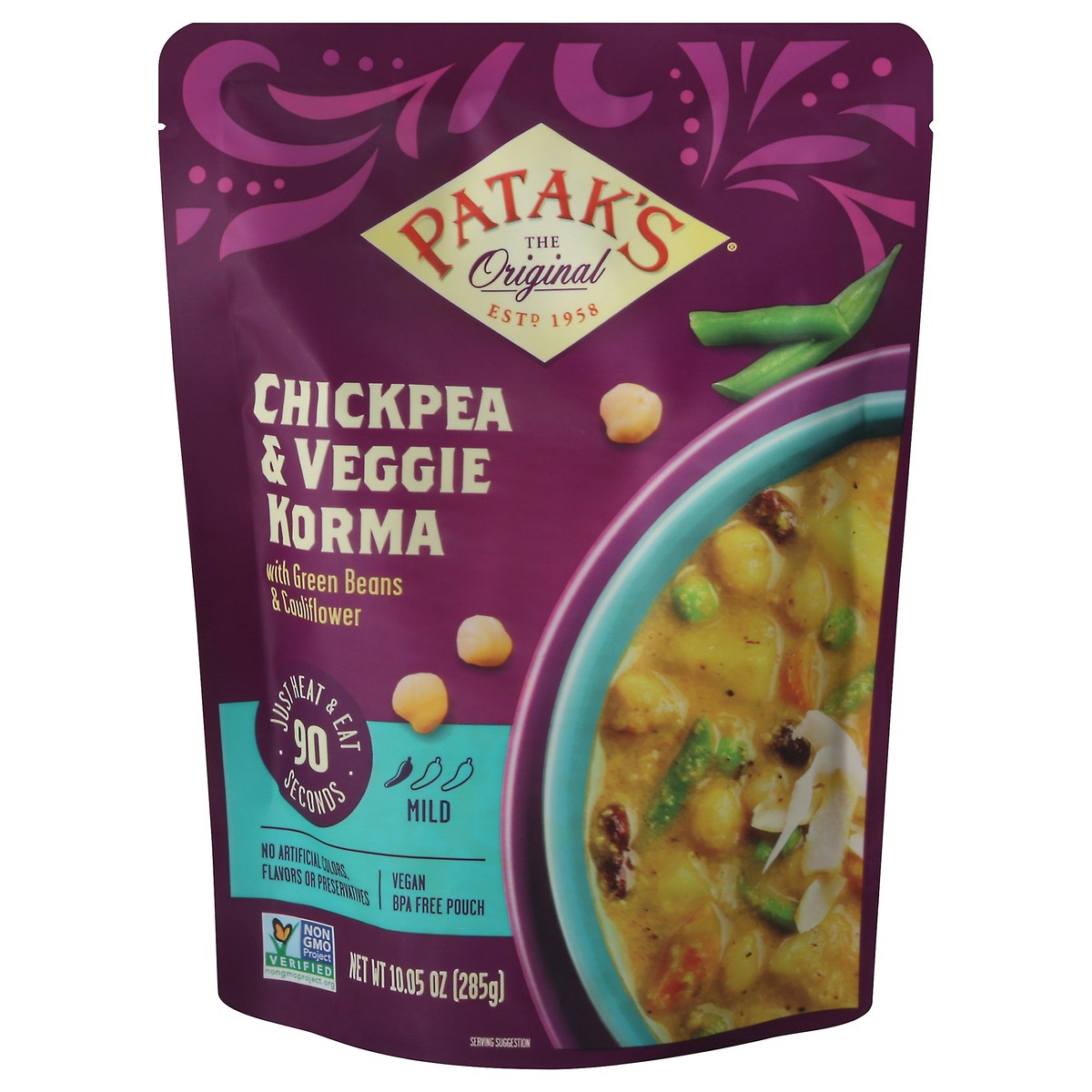 slide 10 of 13, Patak's Mild Chickpea & Veggie Korma with Green Beans and Cauliflower 10.05 oz, 10.05 oz