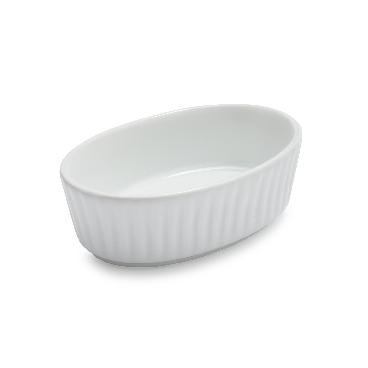 slide 1 of 1, Sur La Table Porcelain Oval Ramekin with Ribbed Sides, 2 oz