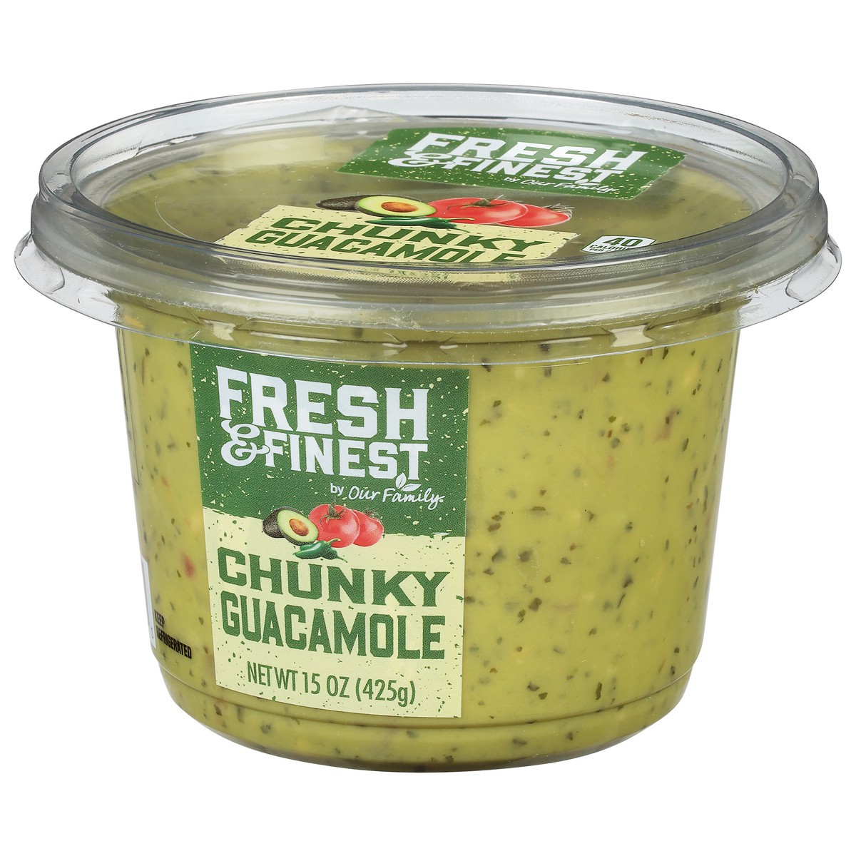 slide 2 of 4, Fresh & Finest by Our Family Chunky Guacamole 15 oz, 15 oz