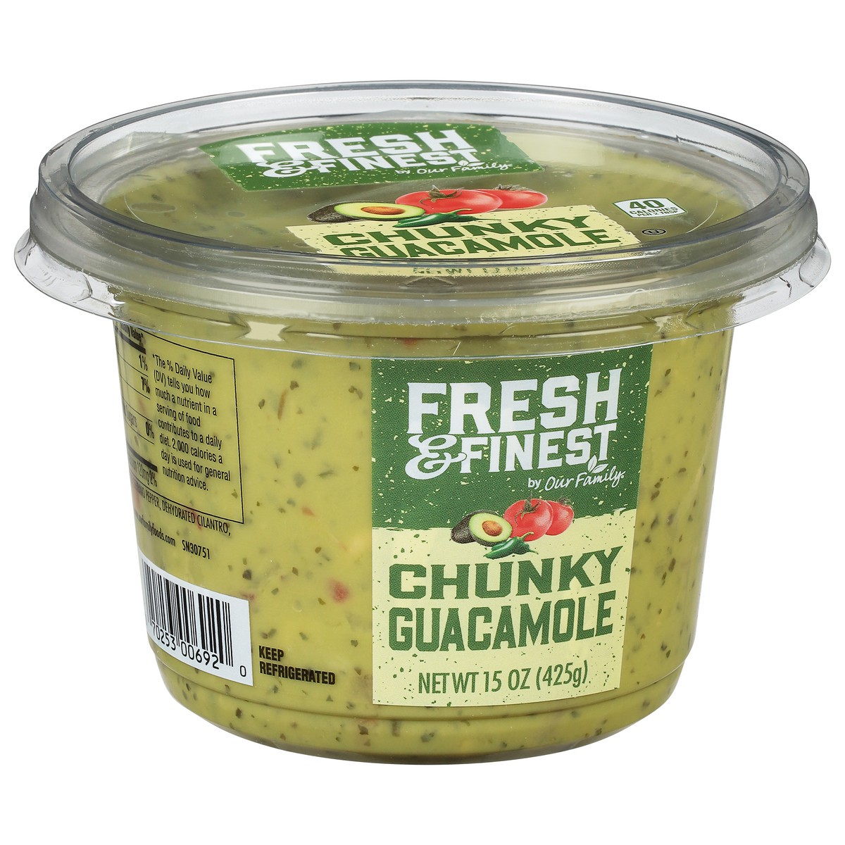 slide 4 of 4, Fresh & Finest by Our Family Chunky Guacamole 15 oz, 15 oz