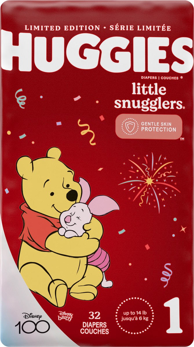 slide 6 of 9, Huggies Little Snugglers Baby Diapers, Size 1, 32 Ct, 32 ct