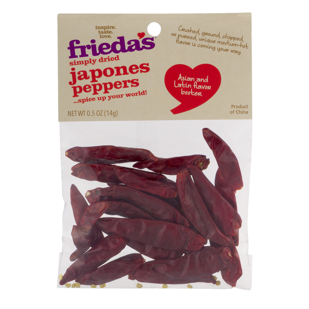 slide 1 of 1, Frieda's Simply Dried Japones Peppers, 0.5 oz
