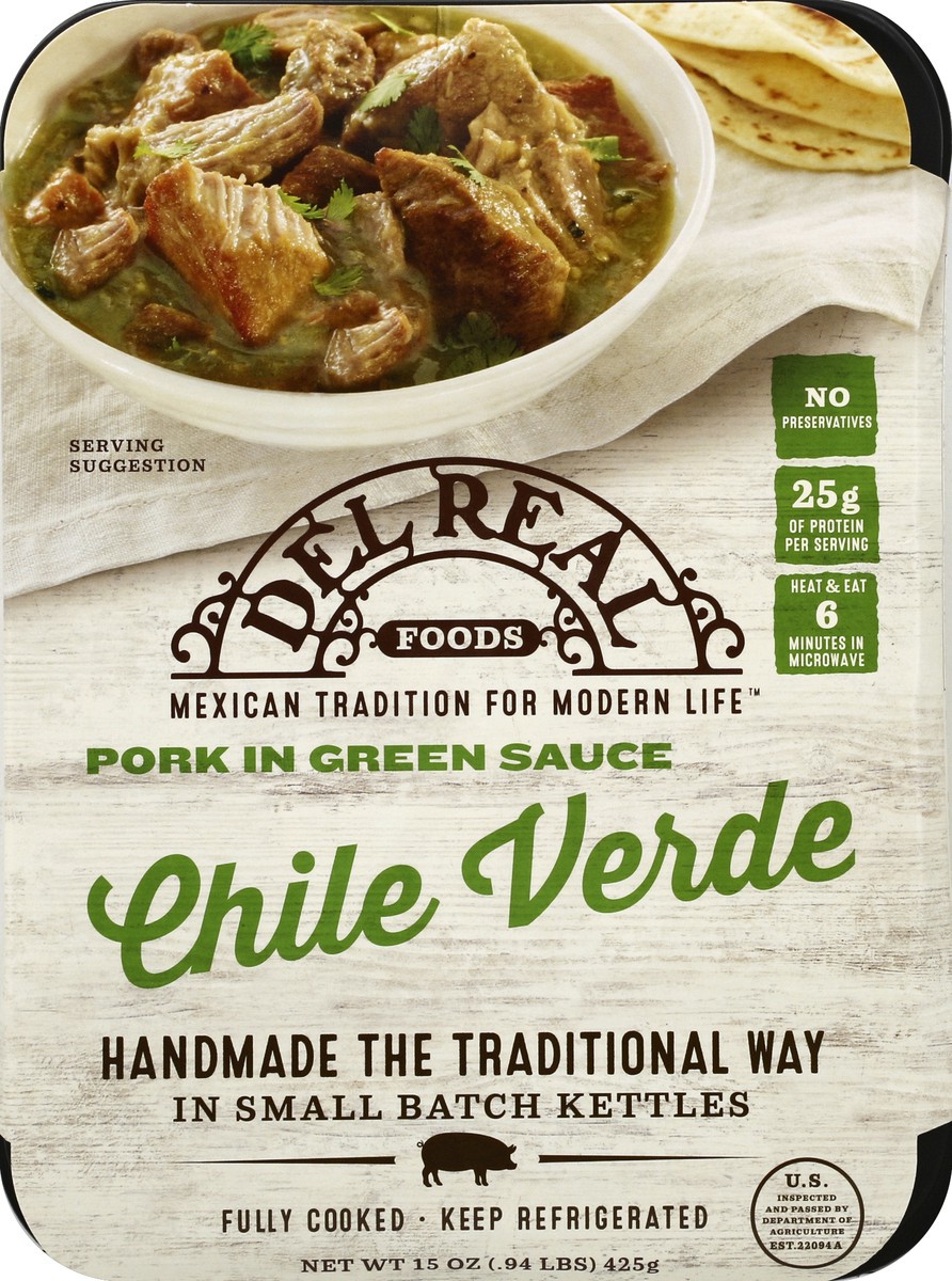 slide 4 of 5, Del Real Foods Pork in Green Sauce 15 oz, 15 oz