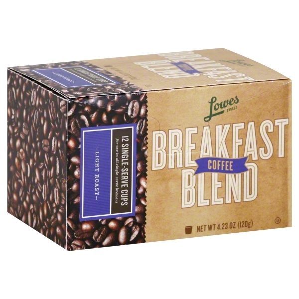 slide 1 of 1, Lowes Foods Coffee Breakfast Blend Single-Serve Pods - 12 ct, 12 ct