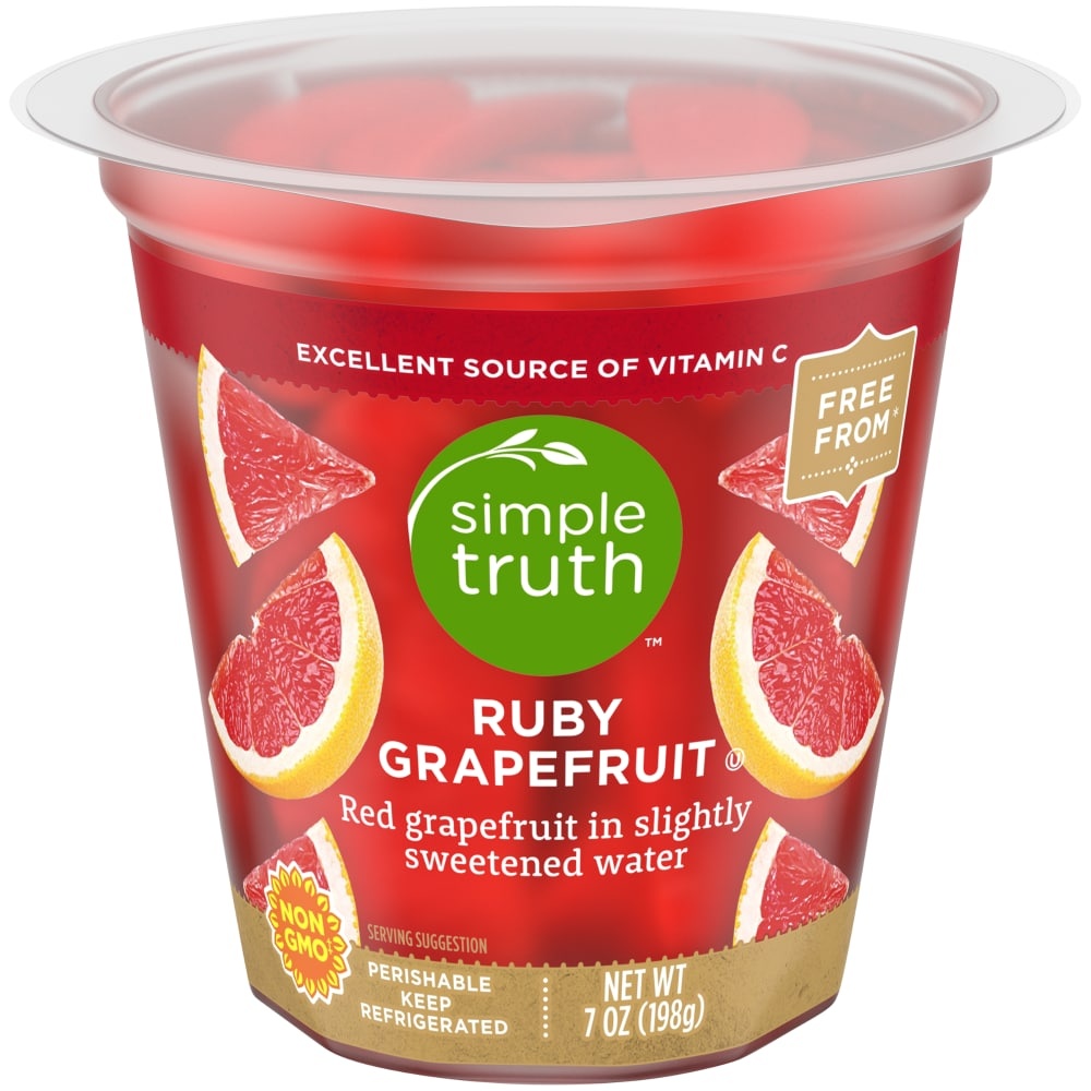 slide 1 of 1, Simple Truth Ruby Grapefruit Fruit Cup, 7 oz