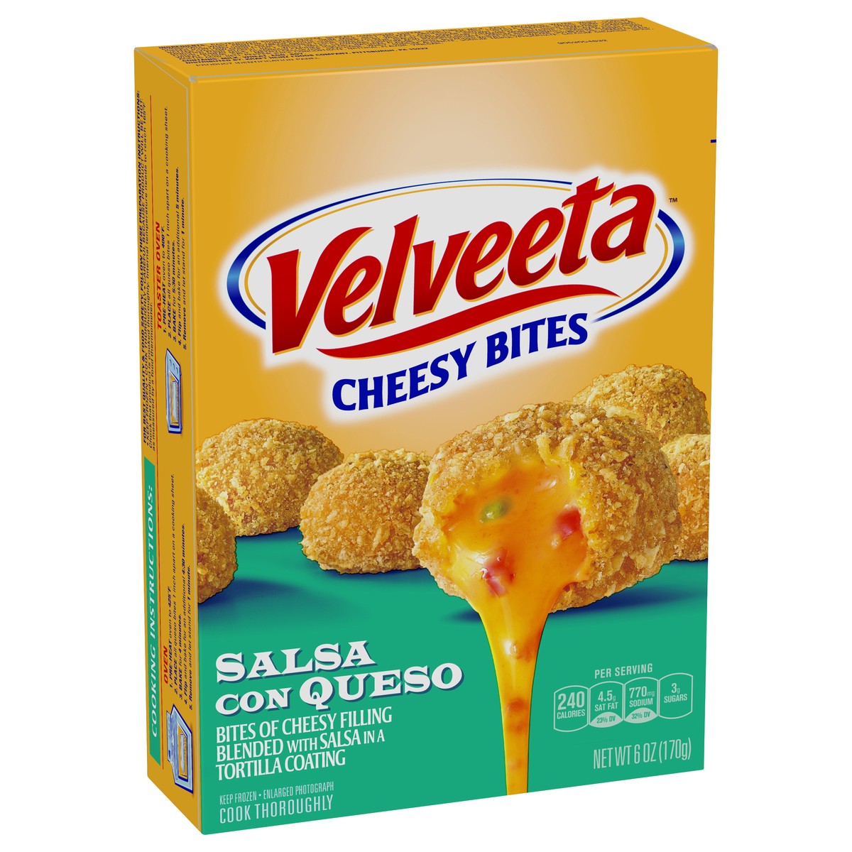 slide 2 of 10, Velveeta Salsa con Queso Cheesy Bites Frozen Snacks, 6 oz Box, 170 g