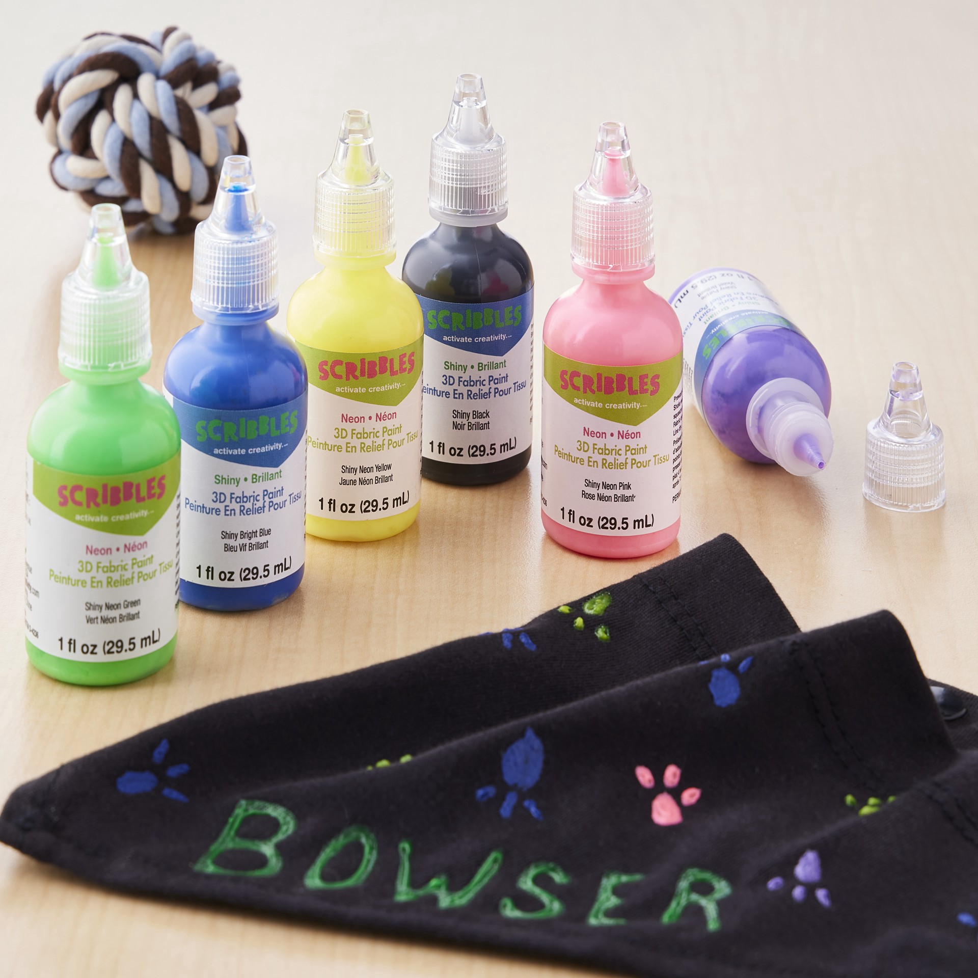 slide 2 of 3, Scribbles 80's Pop 3d Fabric Paint Set, 29.5 ml