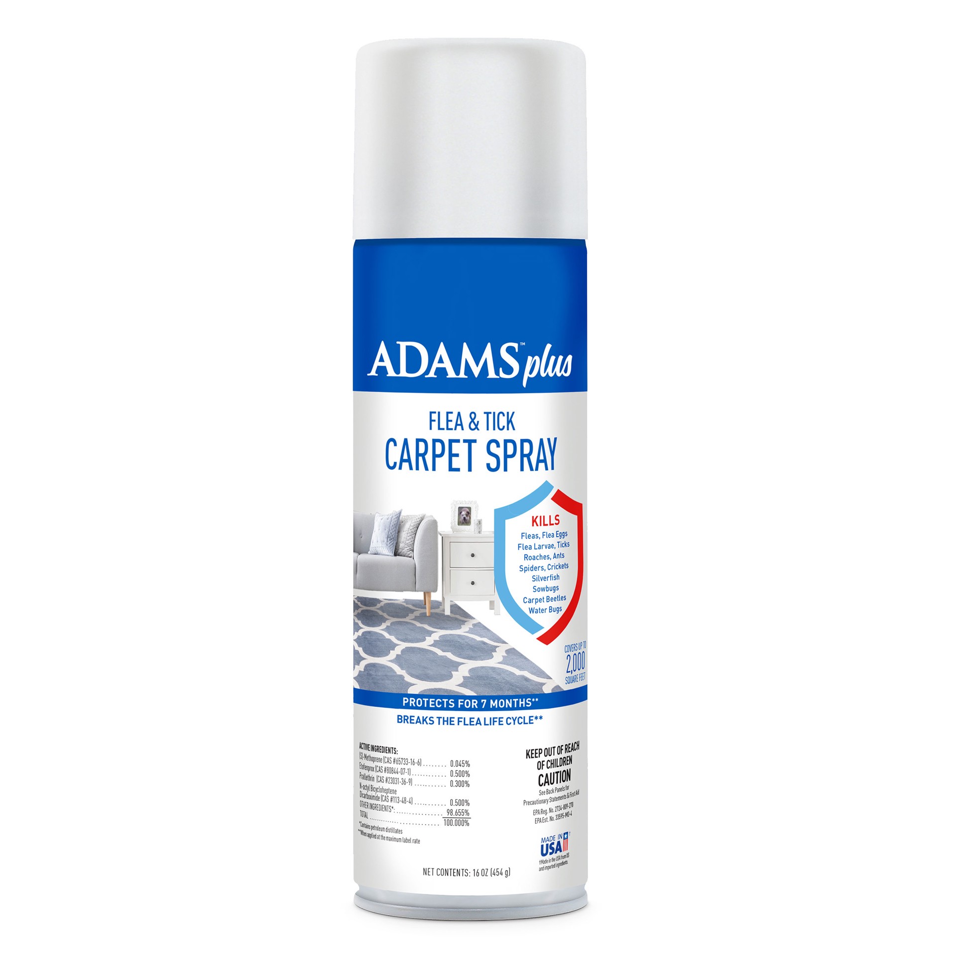 slide 1 of 10, Adams Plus Flea & Tick Carpet Spray, For Indoor Use 16 Ounces, 16 fl oz