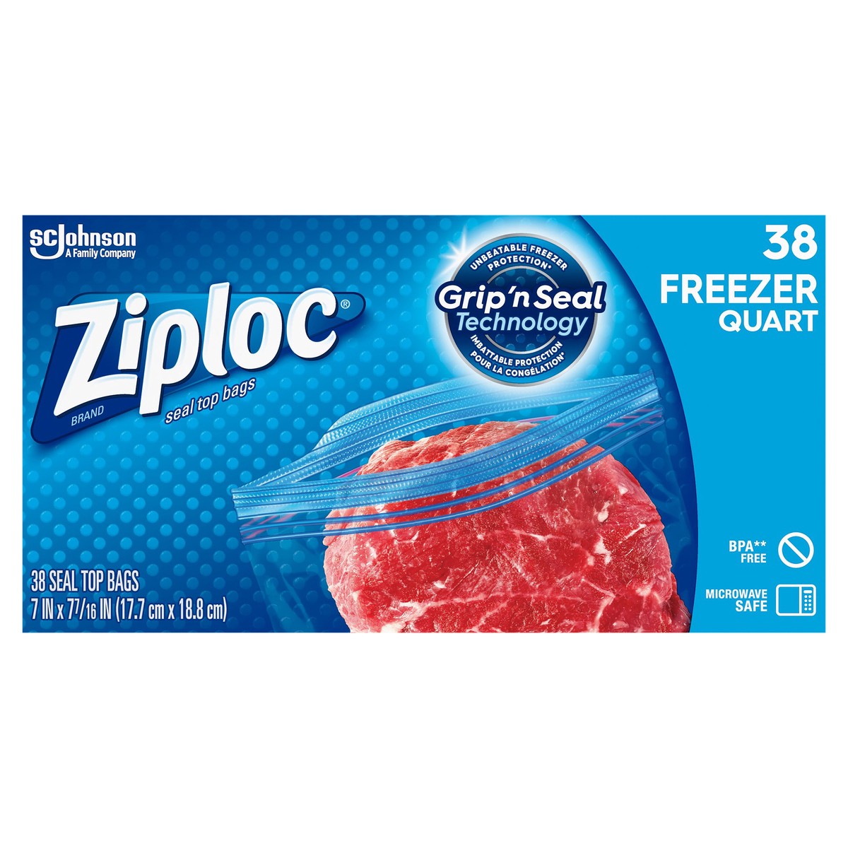 slide 1 of 6, Ziploc Brand Freezer Bags with New Stay Open Design, Quart, 38, Patented Stand-up Bottom, Easy to Fill Freezer Bag, Unloc a Free Set of Hands in the Kitchen, Microwave Safe, BPA Free, 38 ct