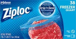 Ziploc Quart Freezer Seal Top Bags 38 ea