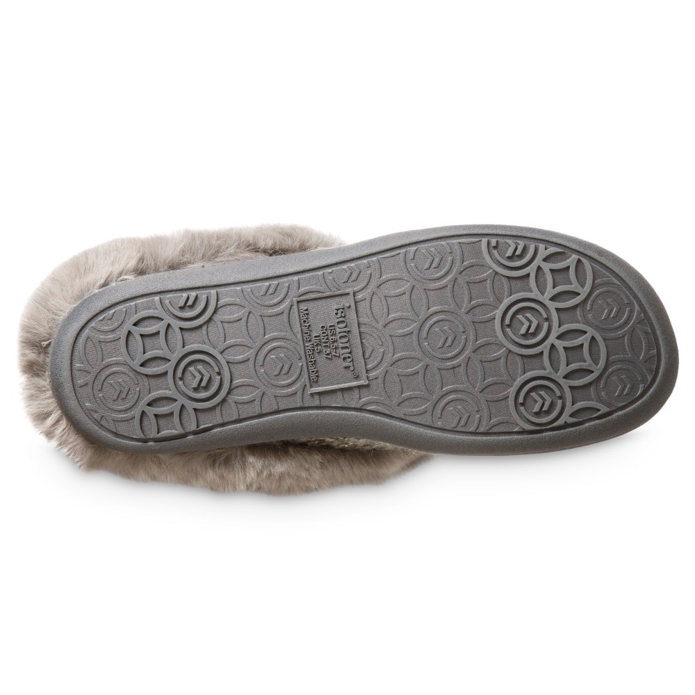 slide 5 of 5, Isotoner® Samantha Sweater Knit Hoodback Slipper - Gray, Size 6-7