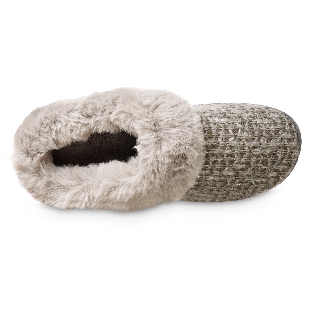 slide 3 of 5, Isotoner® Samantha Sweater Knit Hoodback Slipper - Gray, Size 6-7