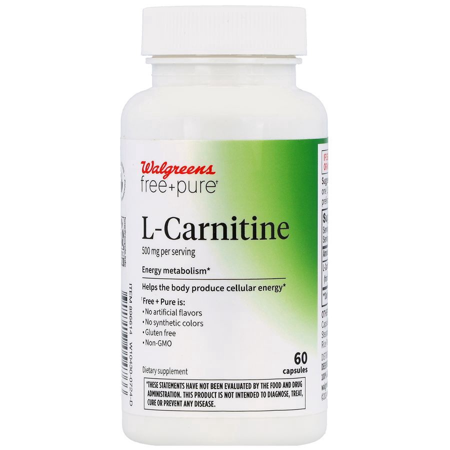 slide 1 of 5, Walgreens Free & Pure L-Carnitine 500 mg Capsules, 60 ct