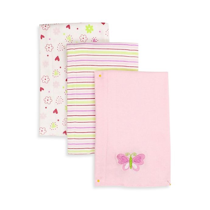 slide 1 of 2, SpaSilk Butterfly Burp Cloths - Pink, 3 ct