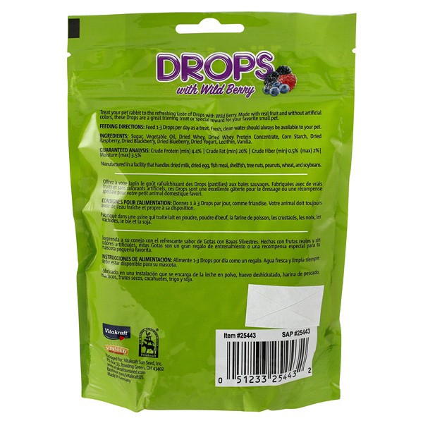 slide 2 of 5, Vitakraft Drops with Wildberry Rabbit Treats, 5.3 oz