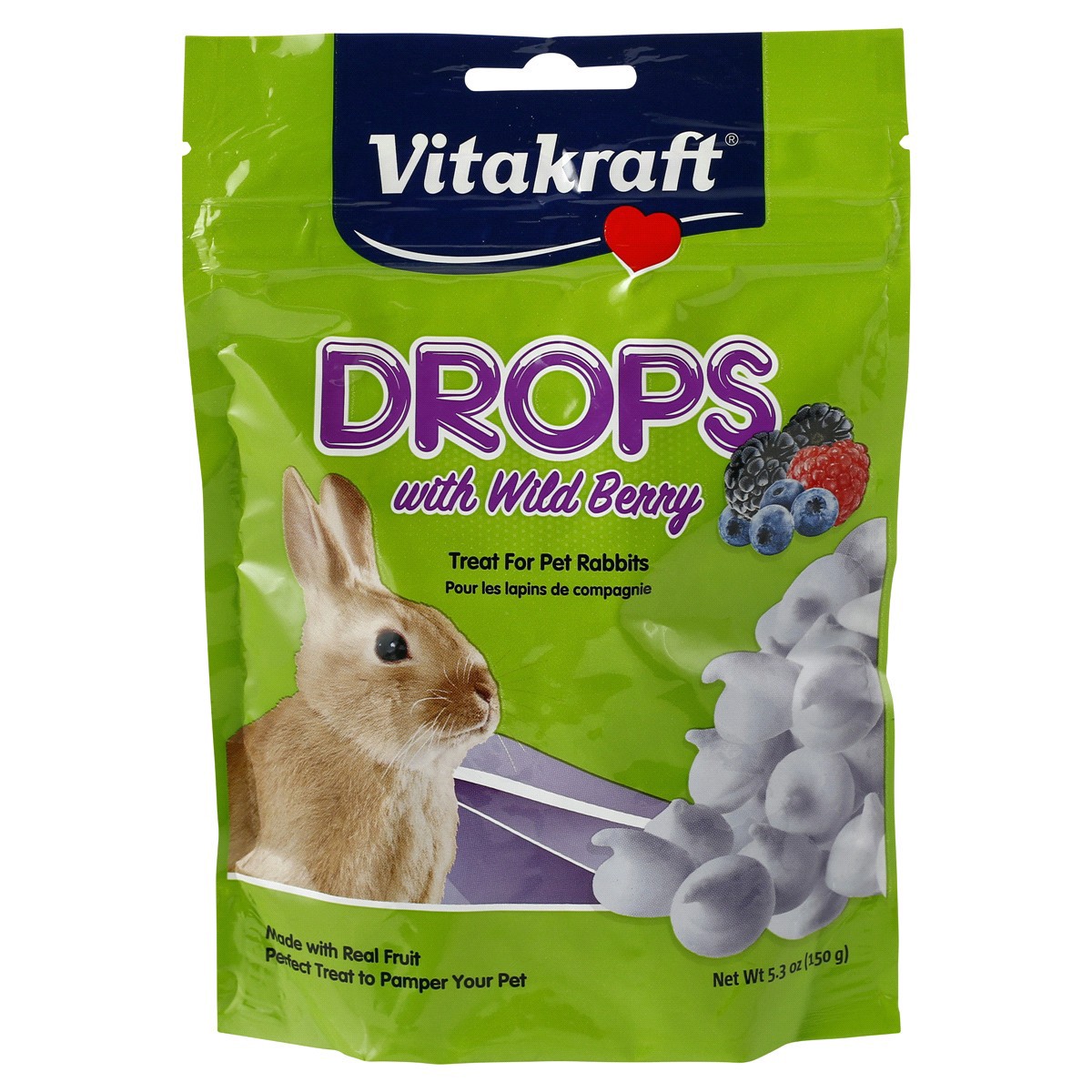 slide 1 of 5, Vitakraft Drops with Wildberry Rabbit Treats, 5.3 oz