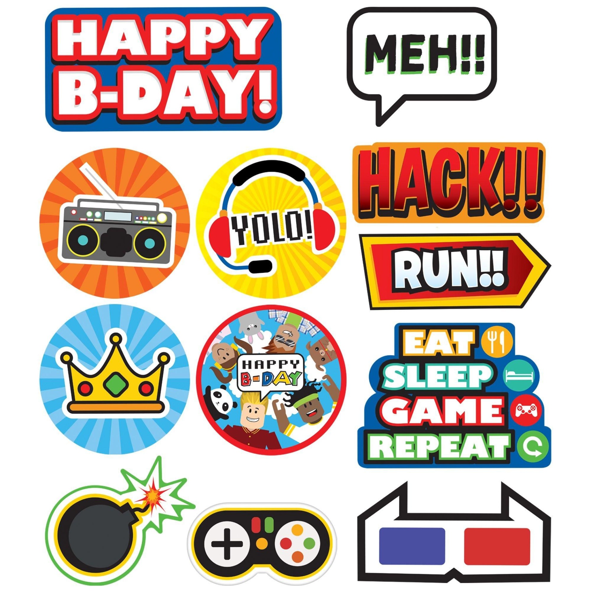 slide 1 of 1, Party City Party Town Birthday Cardstock Cutouts, 12 ct
