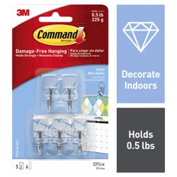 Command Wire Hooks with Clear Strips, Clear, Small