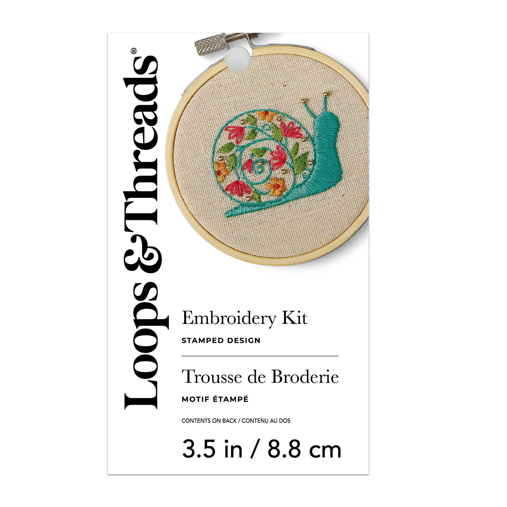 slide 3 of 4, 3.5" Snail Stamped Design Embroidery Kit With Hoop By Loops & Threads, 3.5 in