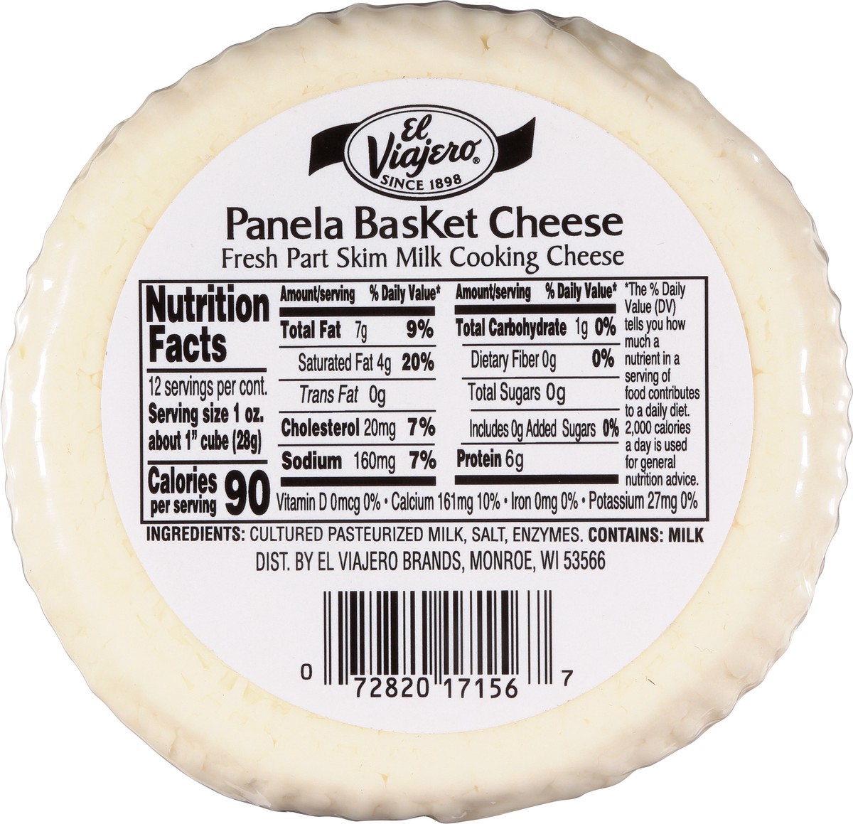 slide 7 of 12, El Viajero Basket Queso Panela Cheese, 12 oz