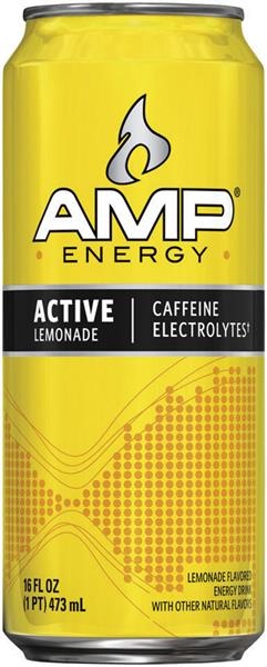 slide 1 of 1, AMP Active Lemonade Energy Drink, 16 oz