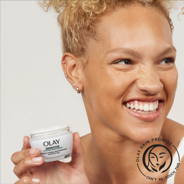 slide 18 of 22, Olay Sensitive Face Moisturizer Cream, 1.7 fl oz Fragrance Free Soothing Skin Care Treatment with Colloidal Oatmeal, 1.7 oz