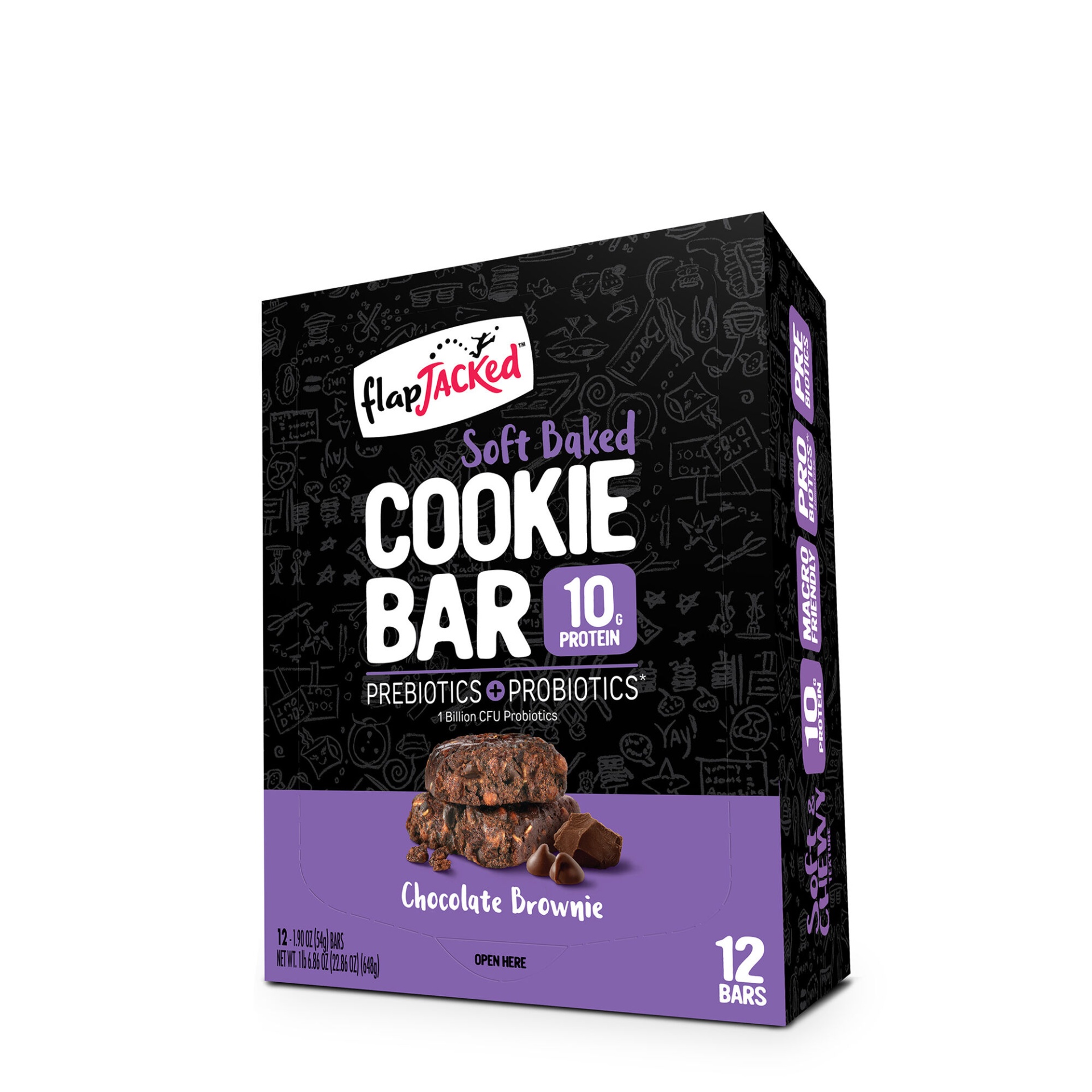 slide 1 of 1, FlapJacked Soft Baked Cookie Bars - Chocolate Brownie, 12 ct