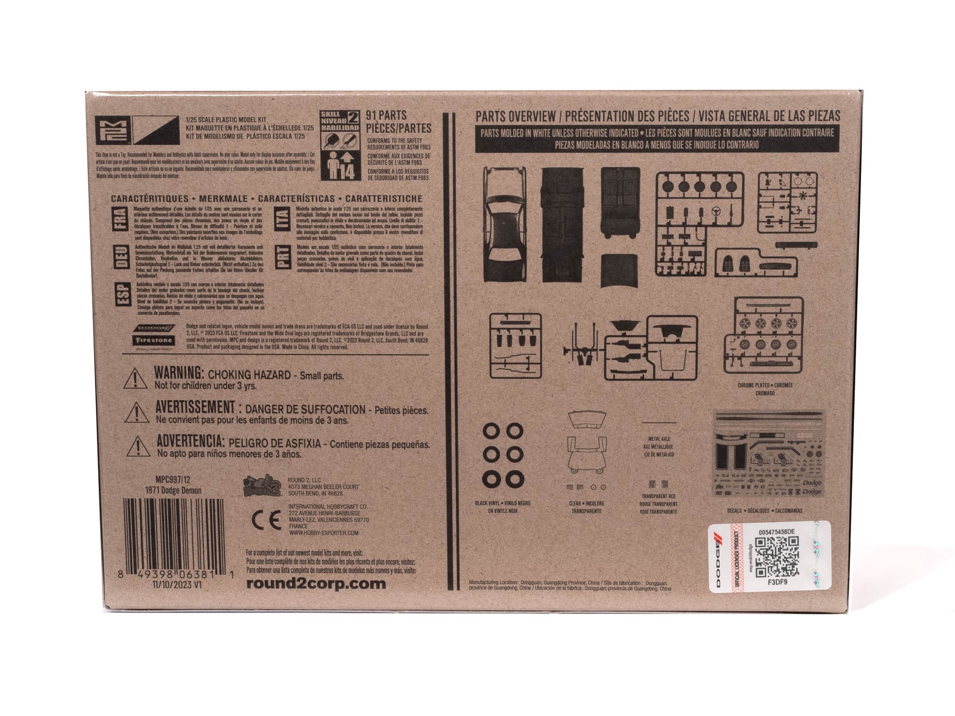 slide 4 of 4, Mpc 1971 Dodge Demon 1:25 Scale Model Kit, built size: 7.75 in