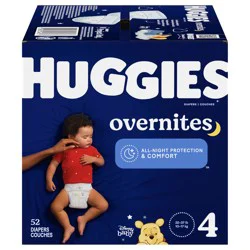 Huggies Overnites Nighttime Baby Diapers, Size 4, 52 Ct