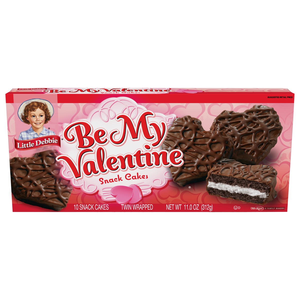 slide 10 of 14, Little Debbie Snack Cakes, Little Debbie Family Pack Be My Valentine Cakes (choc), 10 ct