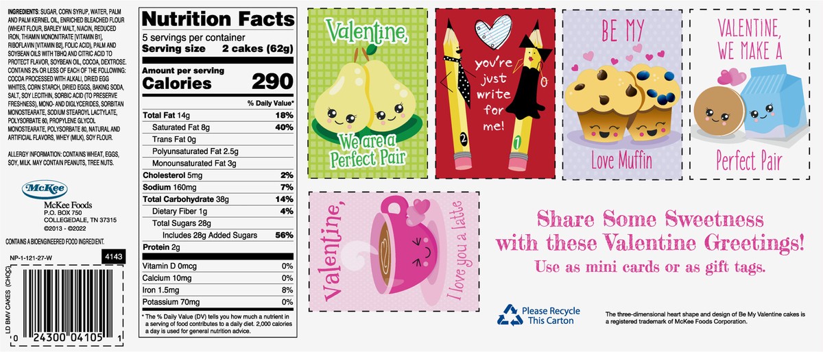 slide 14 of 14, Little Debbie Snack Cakes, Little Debbie Family Pack Be My Valentine Cakes (choc), 10 ct