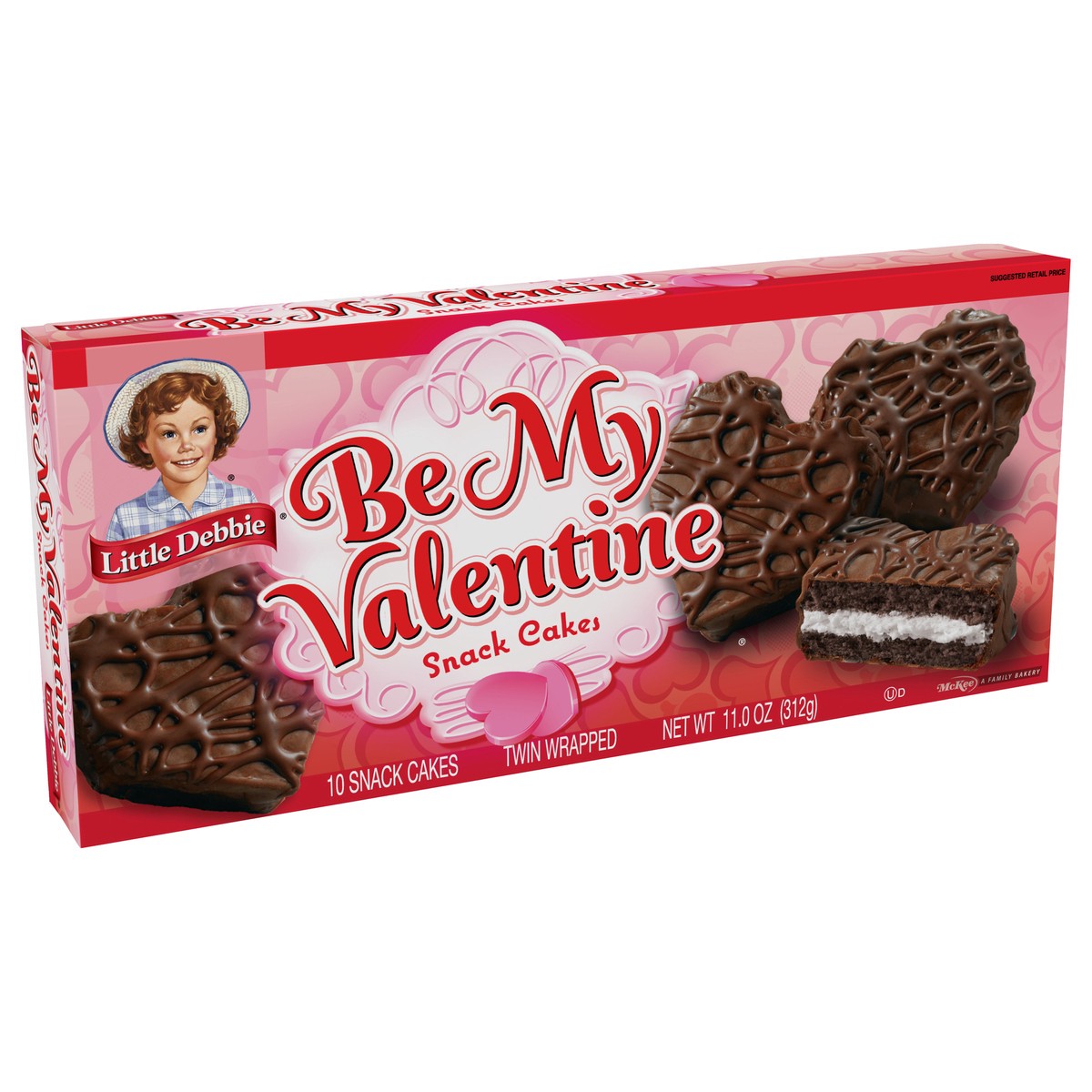 slide 11 of 14, Little Debbie Snack Cakes, Little Debbie Family Pack Be My Valentine Cakes (choc), 10 ct